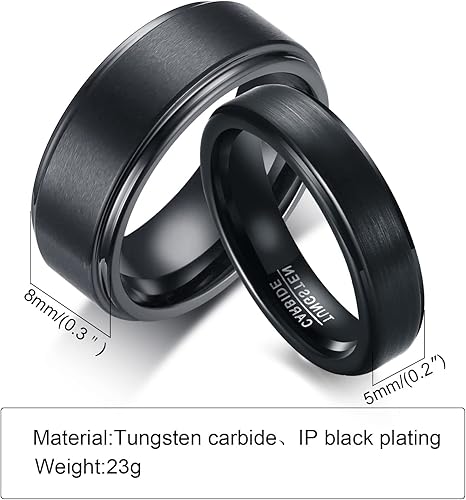 Miniatura 2 de Personalized Couple Rings for him Her,Custom Engrave Name Stainless SteelTungsten His and Her Matching Promise Wedding Ring Set for Men Women bf gf,