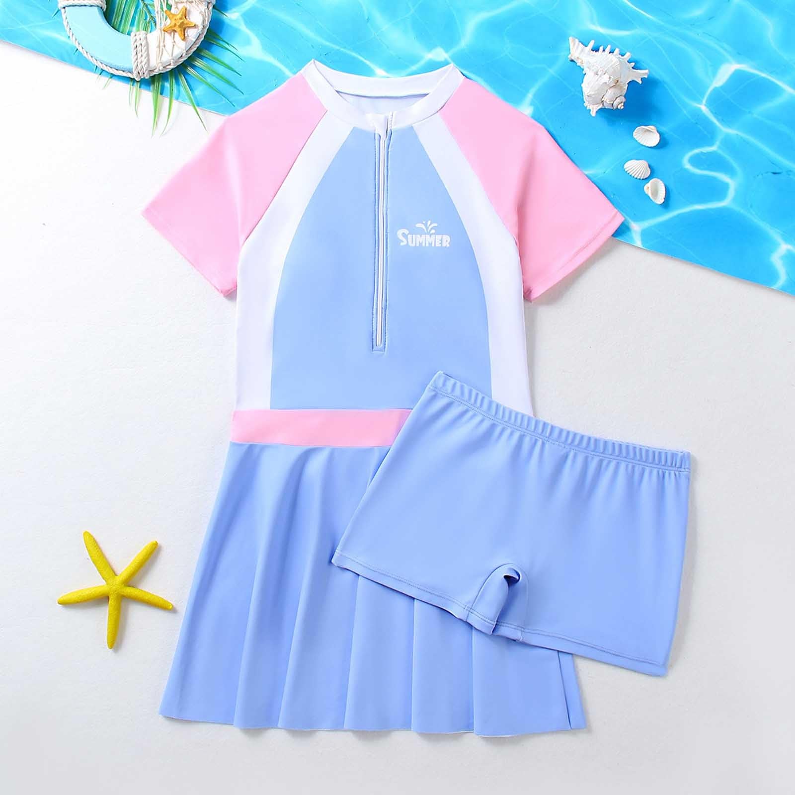 Generisch Traje de baño de verano Madchen Traje de baño de una pieza para niñas SPF 50+ Trajes de baño profesionales para niños grandes(712 años)