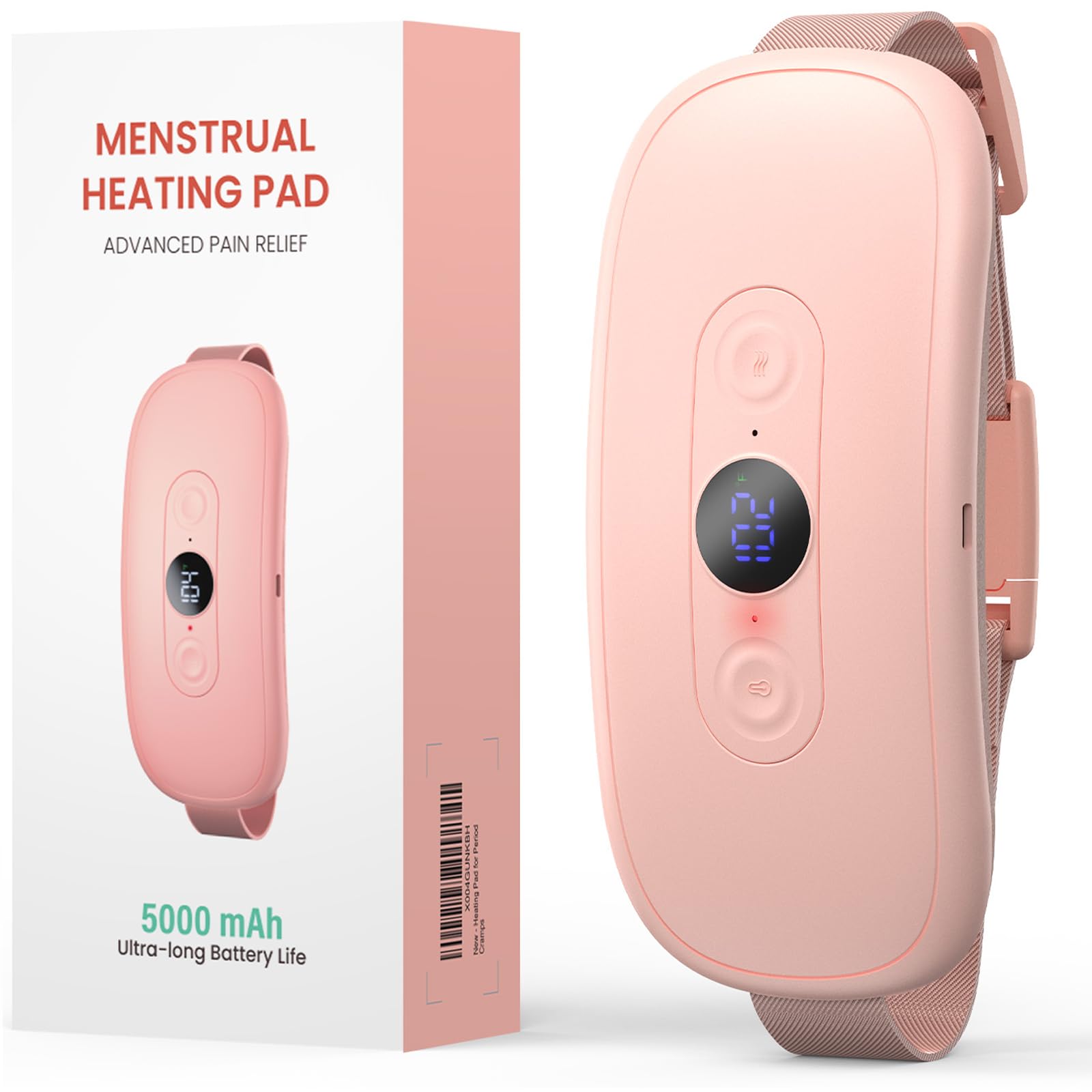 Koonie Heating Pad for Period Cramps, 5000 mAh Large Capacity, 5-10h Working Time, Portable Cordless Menstrual Heating Pad with 6 Heat Levels and 6 Massage Modes, Period Massager for Women Girls