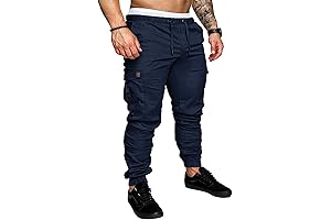 Comdecevis Premium 6 Pockets Cargo Pants Mens Joggers Drawstring Twill Cotton Casual...