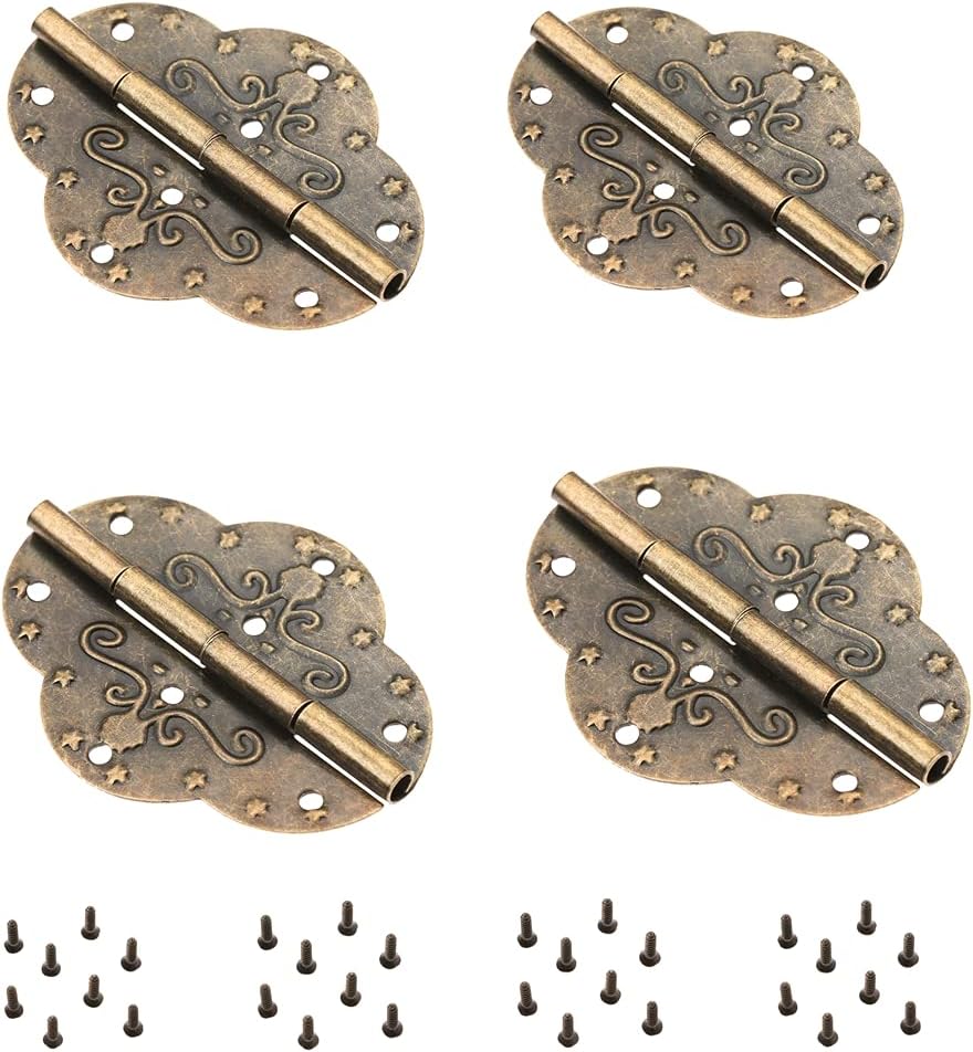 dophee 4Pcs Decorative Cabinet Hinges Antique Bronze Butterfly Hinges for Wood Box Jewelry Box Wooden Chest Doors Gift Box, 2.72"X2.09"