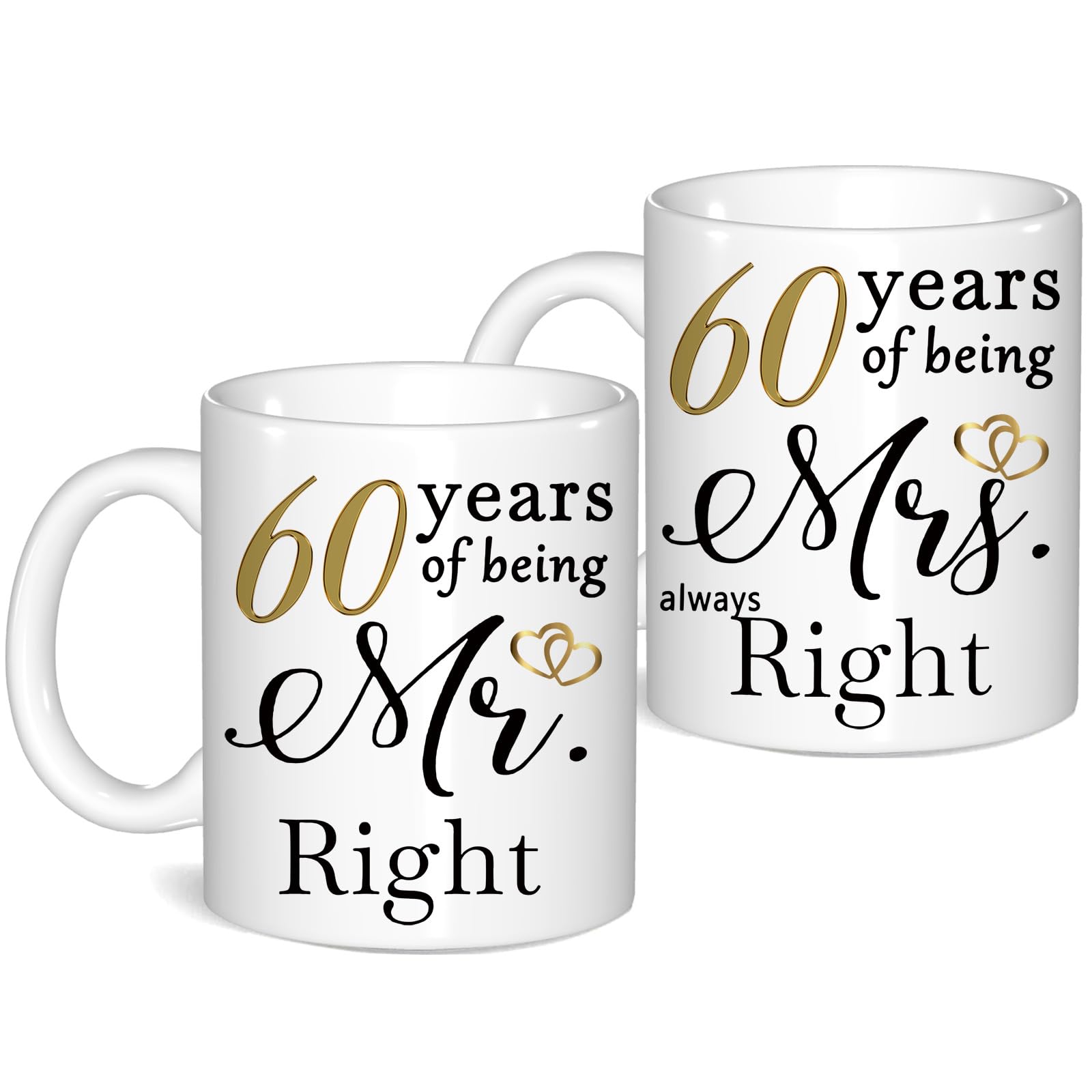 60 Year Anniversary Coffee Mugs Set of 2
