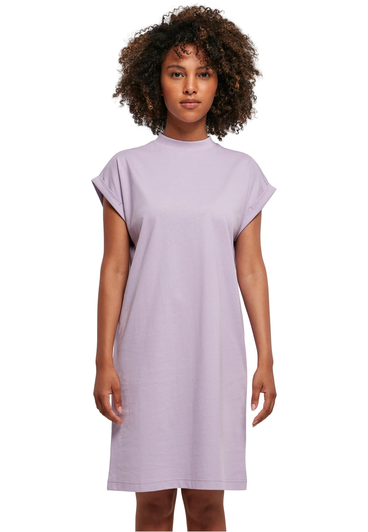 Build your Brand Ladies Turtle Extended Shoulder Dress Casual Dress for Women Drop Shoulder Sizes XS - 5XL, Fliederfarben, XL
