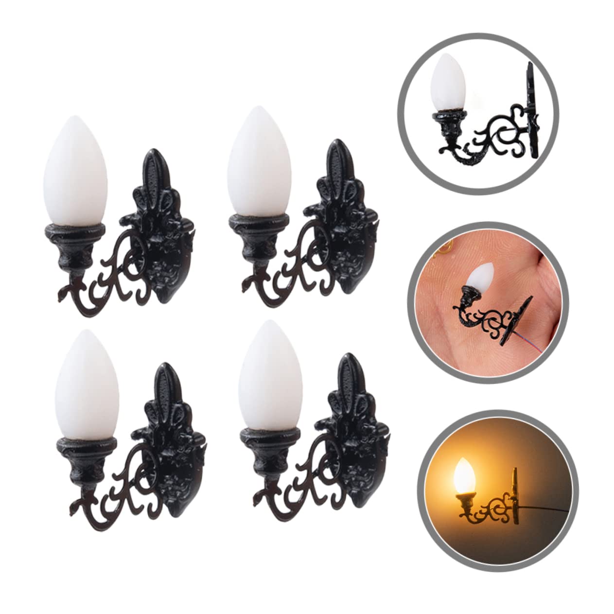 SHINEOFI 4Pcs Mini Luminous Wall Lamp Decorative Tiny Wall Lights for DIY Miniature Houses and Sand Table Models Warm Light Durable and Realistic Design