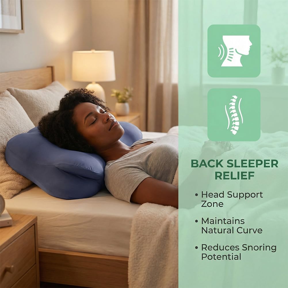 Ergonomic Cloud Memory Foam Pillow - Ergonomic Pillows, Adjustable Neck Support Pillow, Mellow Cloud Alignment Pillows with Cooling Breathable Cover for Side Back Stomach Sleepers (White)