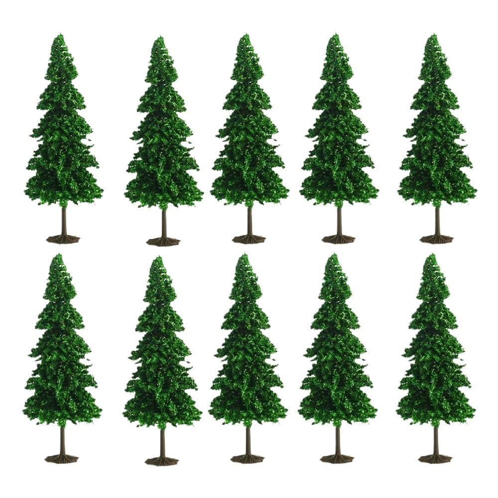 Landscape Greenery 10pcs Pine Trees Miniature Model, Forest Train Layout Landscape Scenery(6.5cm)