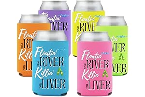 Floatin' the River Coolies 6 Pack Party Favor Gift for Weekend Getaway on River