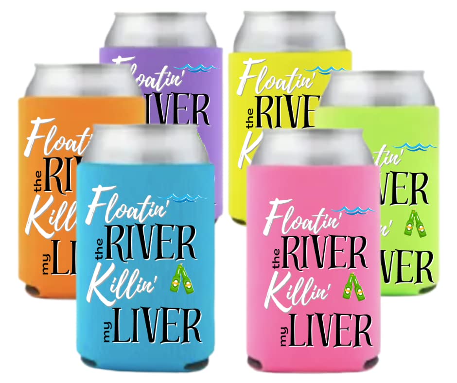 Floatin' the River Killin' My Liver Coolies (6 Pack) Party Favor Gift for Girls Trip Weekend Getaway River Canoeing Tubin Kayaking Drinking (6) disponible en Yaxa Mexico