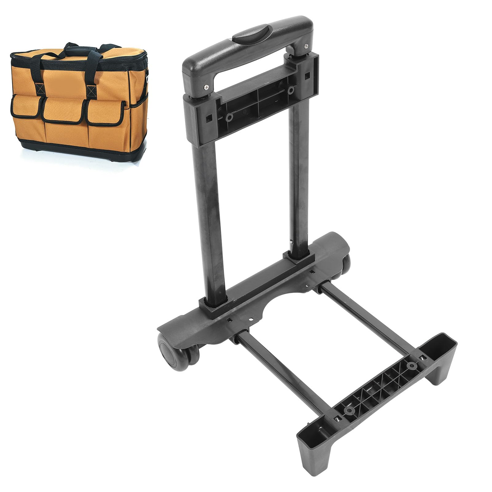 Folding Hand Truck, Portable Detachable Iron Dolly Cart Multifunctional Heavy Duty Hand Cart with 2 Rubber Wheels for Moving Travel Shopping Airport Office, 110 Pounds Capacity