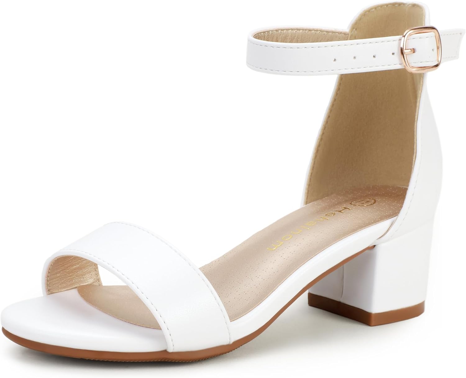 Hehainom Girls Heels Sandals Ankle Strap Dress Shoes Toddler Little Big Kid Flower Girl Wedding Party Pumps Shoes