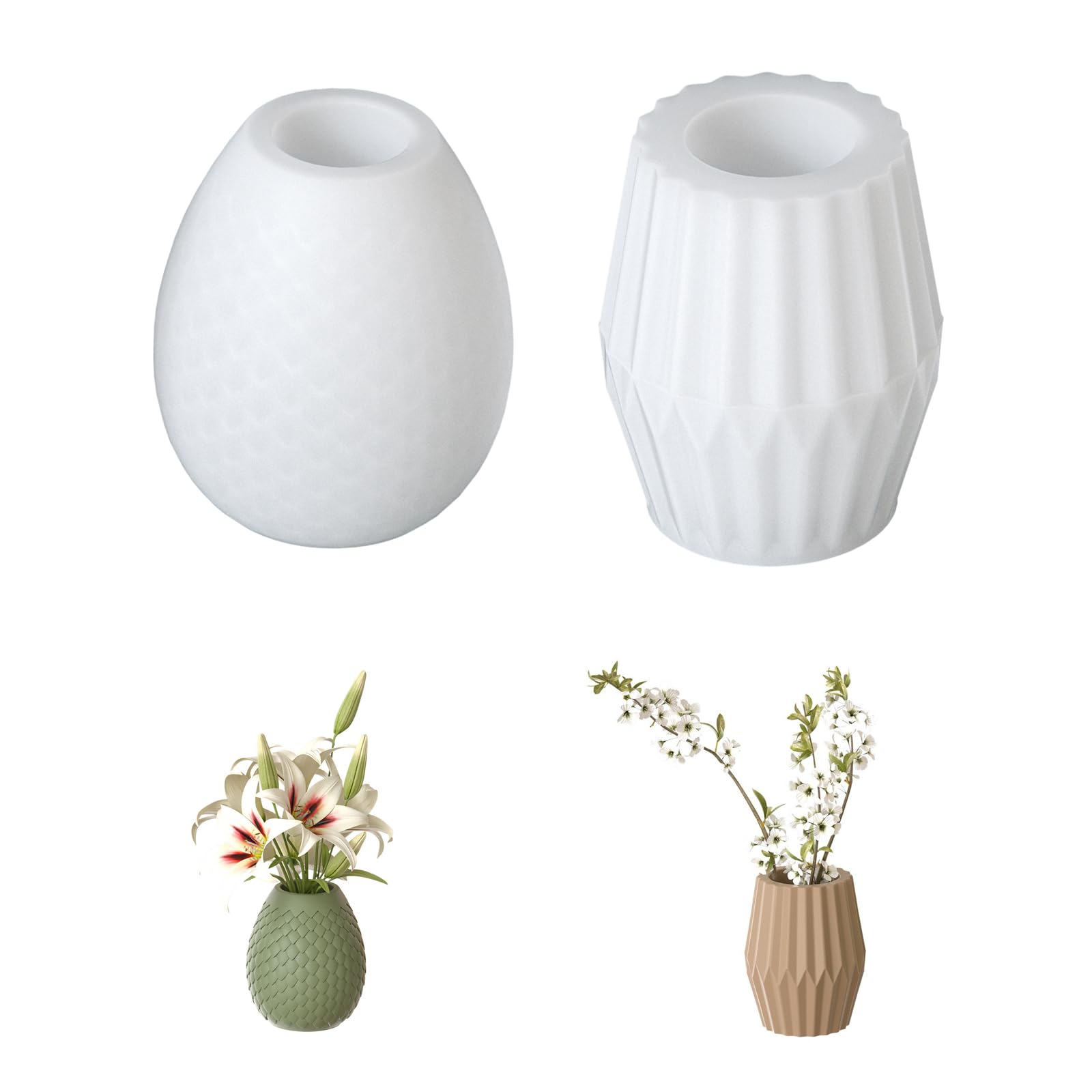 NEWFT Silicone Mold for Dragon's Eggs/Striped Flower Vase Nordic Interior Accessory Mould Tabletop Decoration Molding Tool