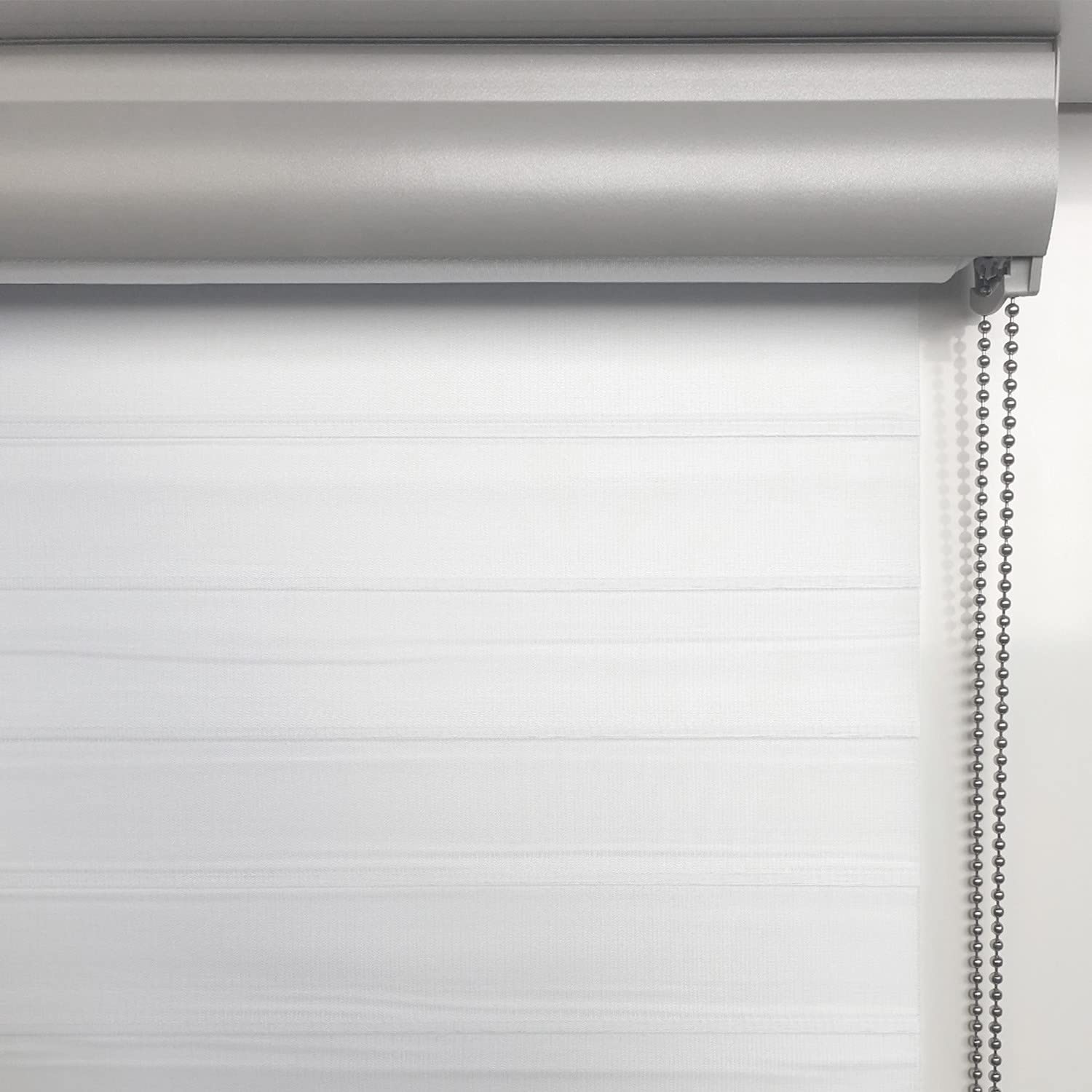 MADECOSTORE Store Enrouleur Jour Nuit Duo Voile avec Coffre - Gamme Must - Blanc - L63 x H250cm