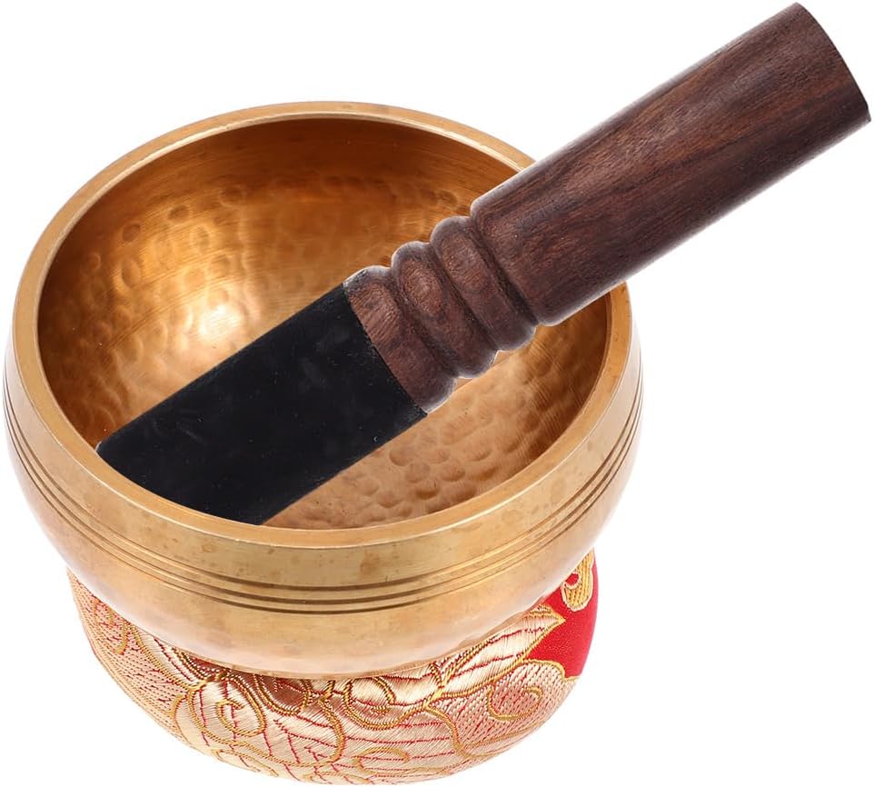 Toyvian Meditation Bowl and Mallet - Singing Bowl Set with Bamboo Mallet for Buddhist Chanting and Meditation