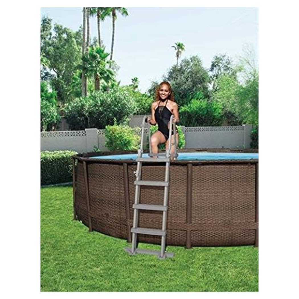 Trade Shop - Scaletta di Sicurezza per Piscine 122cm con Gradini in Plastica Telaio in Metallo 58331 -