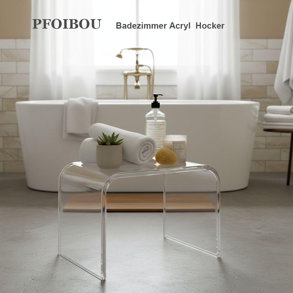 Sgabello in Acrilico, poggiapiedi in acrilico per bambini, in cucina, bagno e casa, portata fino a 150 kg (Clear-Not Non Slip)