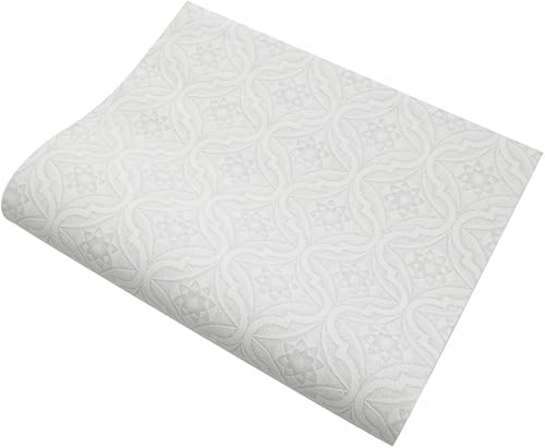 Miniatura 6 de Renovators Supply Manufacturing Papel tapiz de vinilo azul claro y blanco con textura en relieve, diseño de estrella victoriana, rollo doble de 56