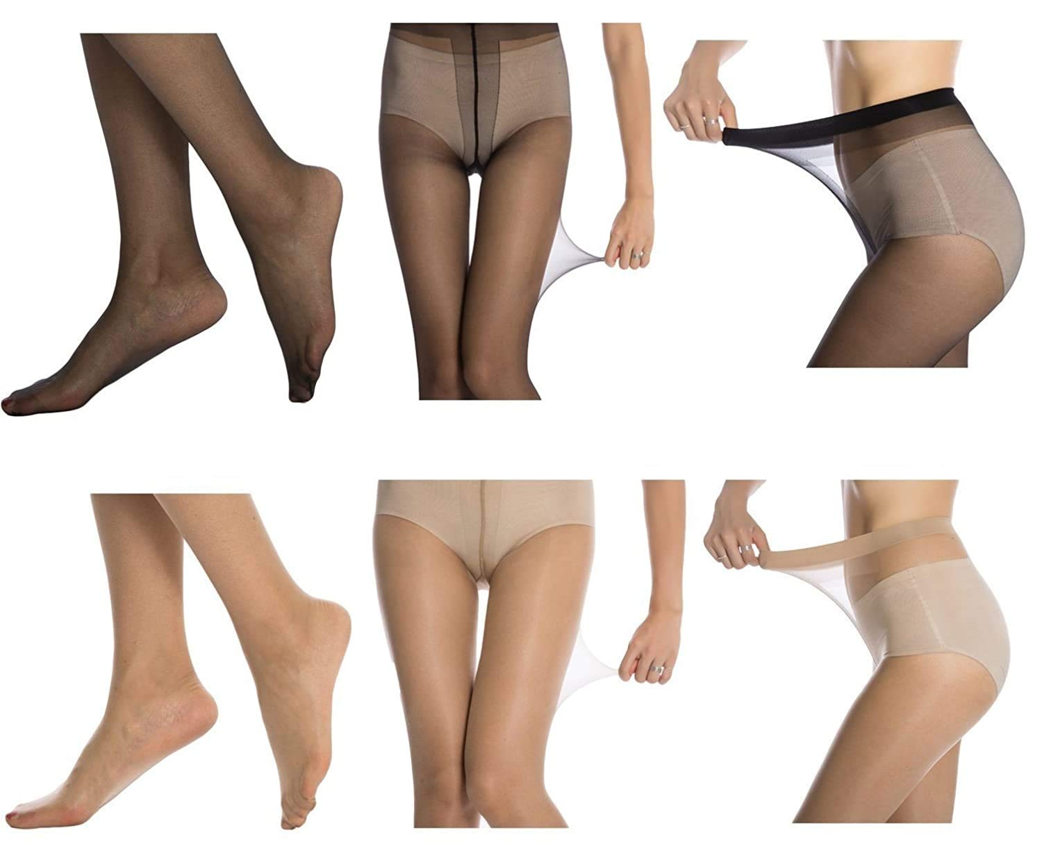 TENDSY Women's Soft Nylon Fabric High Waist and Pantyhose Stockings Excellent Stretch (Black and Beige, Free Size) (Pack of 2 Pcs) - Image 2 thumbnail