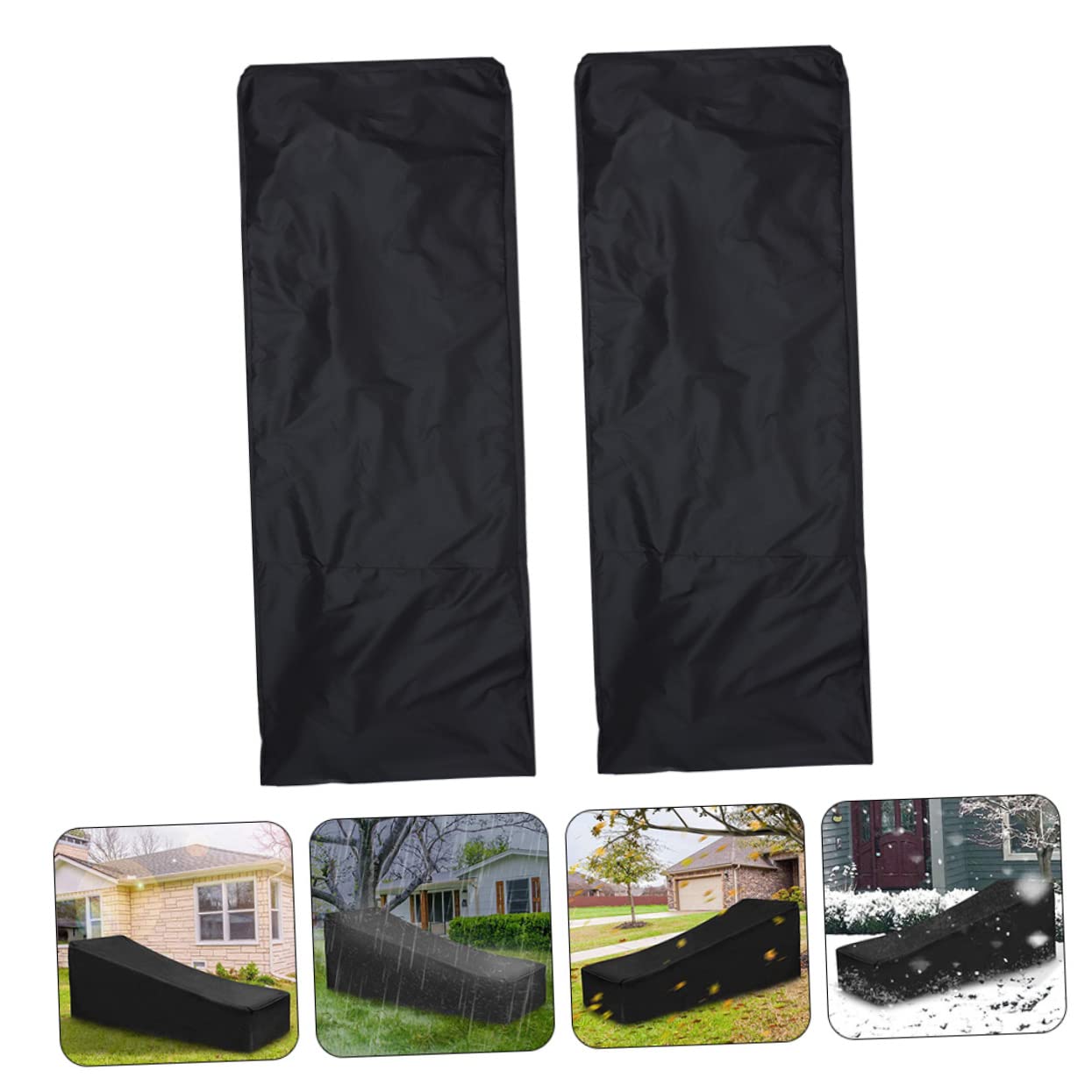 Housse de Chaise Imperméable 2 Pièces en Polyester Noir pour Extérieur
