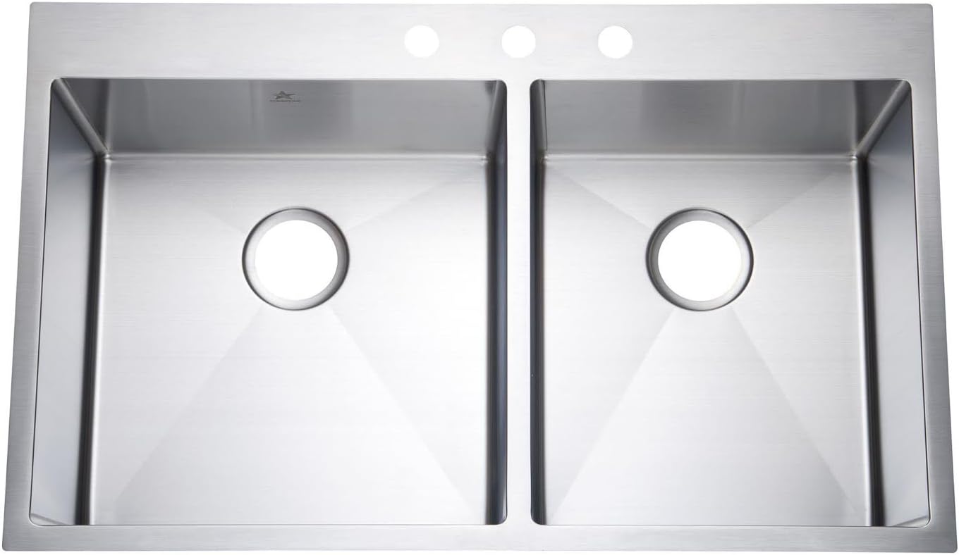 Starstar 36 Inch Top-mount/Drop In 304 Stainless Steel Double Bowl Kitchen Sink 16 Gauge (60/40)