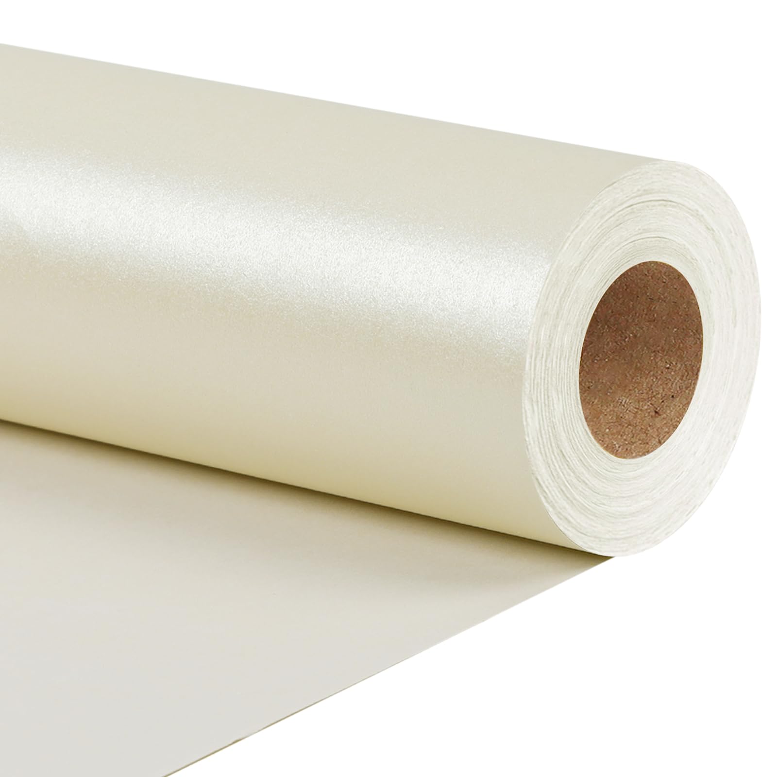 LaRibbons Papel de regalo mate blanco roto, 17 pulgadas x 40 pies (56.6 pies cuadrados) papel brillante perlado de color sólido, rollos de papel de regalo para bodas, día de San Valentín, cumpleaños,