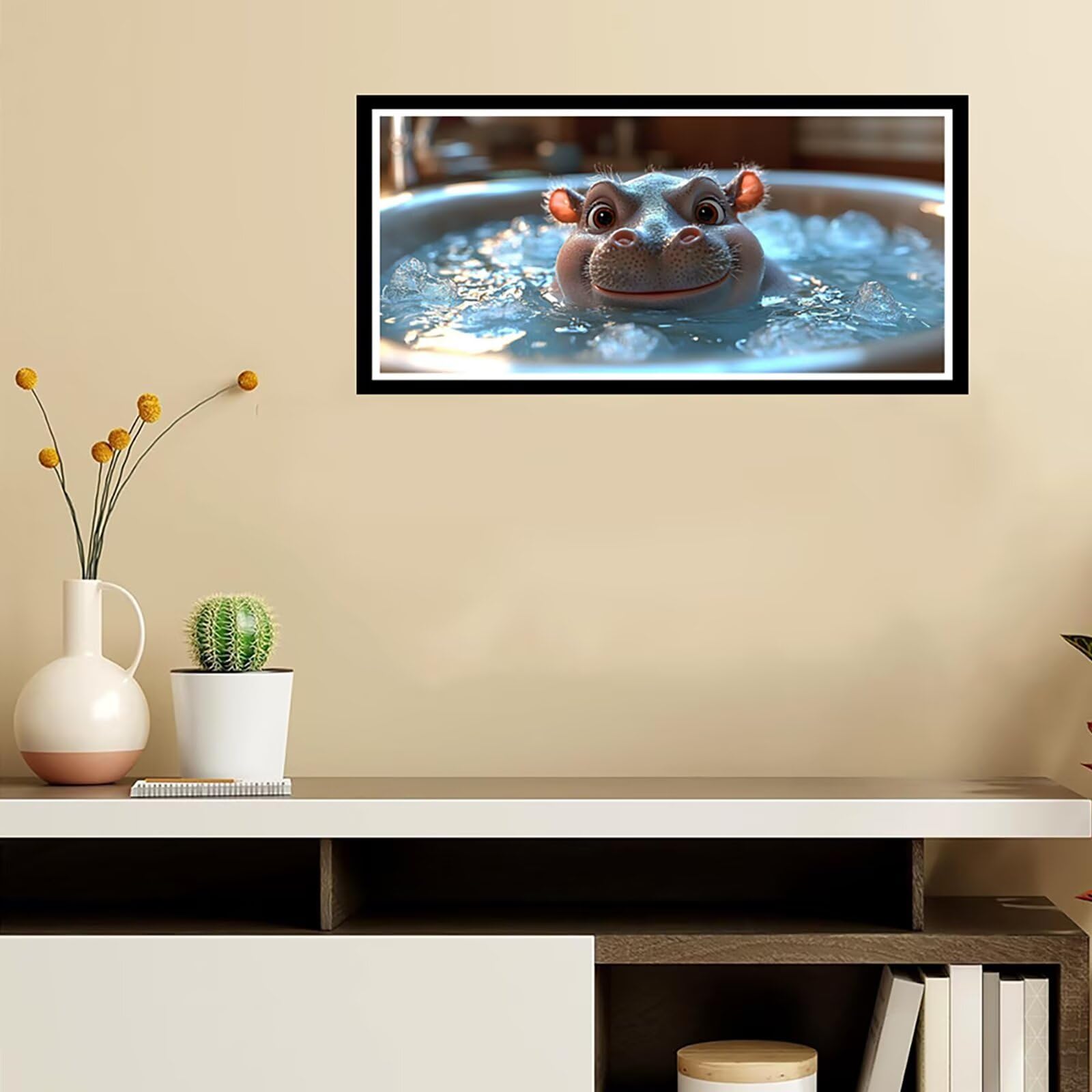 Diamentowe malowanie Wanna 5D Diamentowe Rysunek, DIY Diamentowe Malowanie Dorosłych Hipopotam Diamentowe Malarstwo Zestaw DIY Dzieci Kryształ Prezent Na Ścianę Wystrój Domu 55x110cm CJ0P-705