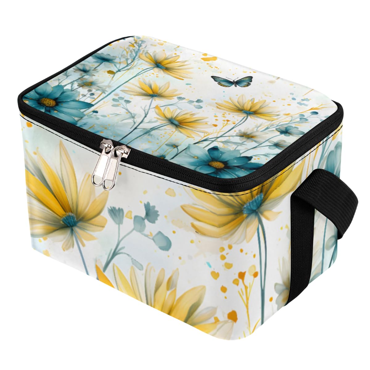 Lunch Bags for Women Men 9 Cans,Flying Butterfly Hot & Cold Food Delivery Bag Insulated Grocery Bag Insulated Lunch Box Floral Cooler Bag for Office Work Picnic Beach