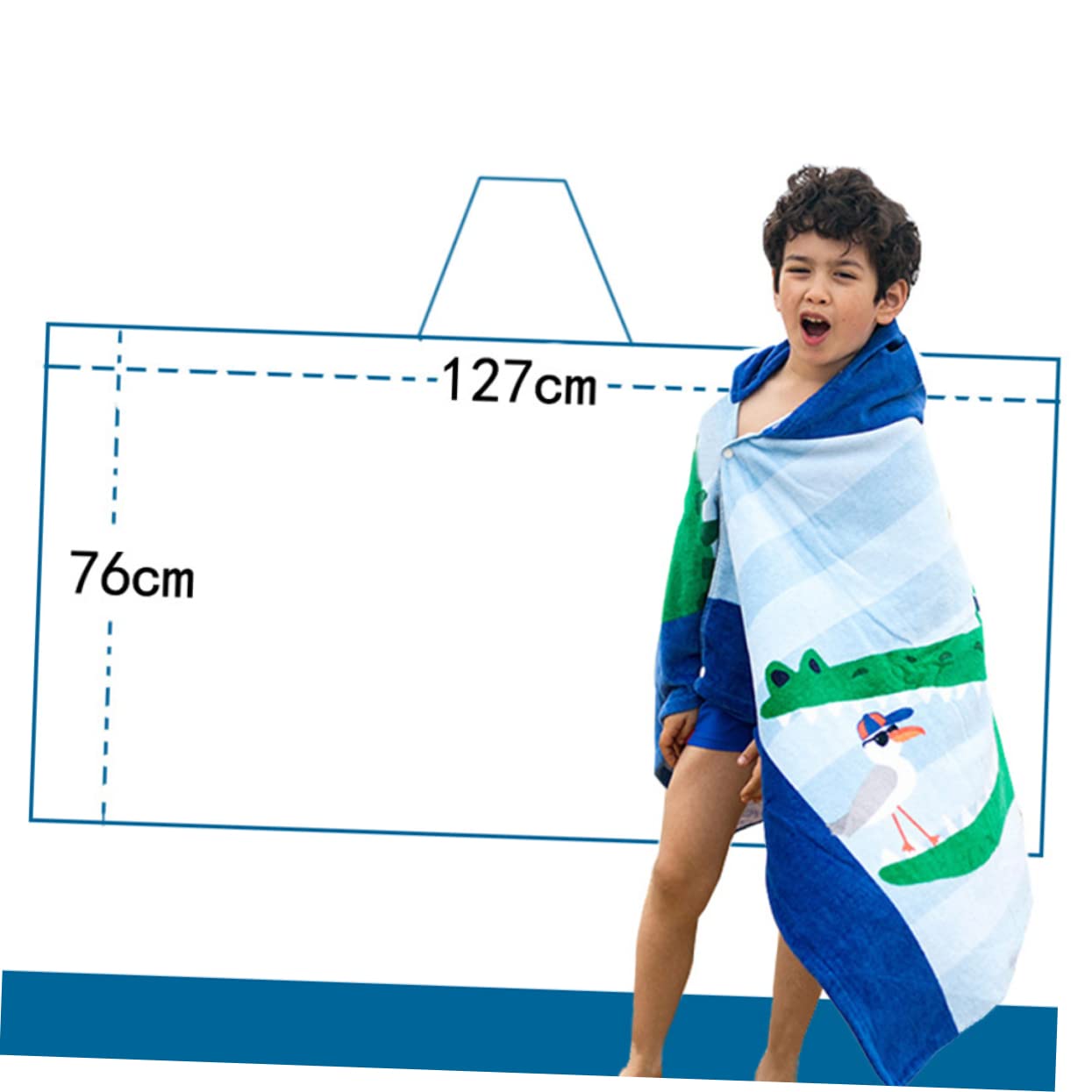 Amosfun Poncho Bain Garçon et Filles Coton Design Crocodile Capuche Doux Plage Maison