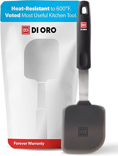 DI ORO Espátula Pequeña de Silicona - Espátulas de Cocina para Utensilios de Cocina Antiadherentes - Volteador de Silicona Delgado y Flexible