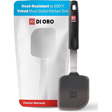 DI ORO Small Silicone Spatula - Kitchen Spatulas for Nonstick Cookware - 600°F Heat-Resistant Thin & Flexible Silicone Turner - BPA Free Mini Egg & Cookie Spatula for Cooking - Dishwasher Safe