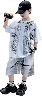 [KOSIKINI] 子供服 男の子 セットアップ 夏服 半袖 Tシャツ ショートパンツ 半ズボン 上下セット 子供 ジャージ 上下セット 男の子 カジュアル 韓国 お洒落 男の子 半袖スウェット セットアップ キッズ 出産祝い 120-170