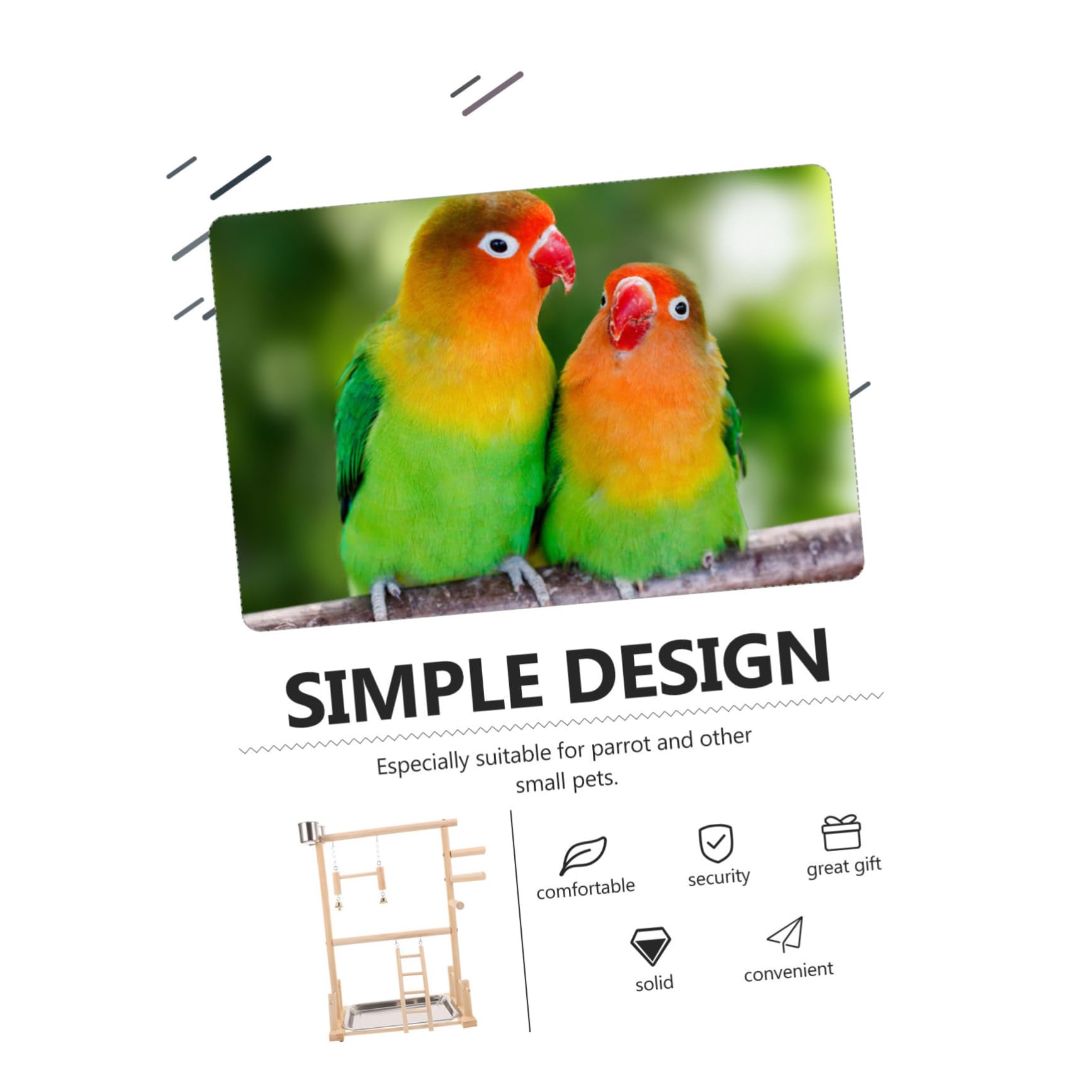 COLLBATH Support À Oiseaux En Bois Pour Perroquets Aire De Jeux Perchoir Jouets Pour Oiseaux Pour Calopsittes Perruches Support D'accessoires Créatif Sûr