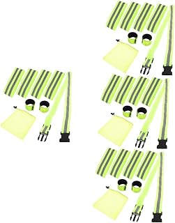 Kisangel 4 Conjuntos De Fita Reflexiva Verde Conjunto Banda Criativa Faixas Reflexivas No Tornozelo Faixas De Braço Para Caminhada Noturna Coletes Reflexivos Tiras De Bicicleta Colete