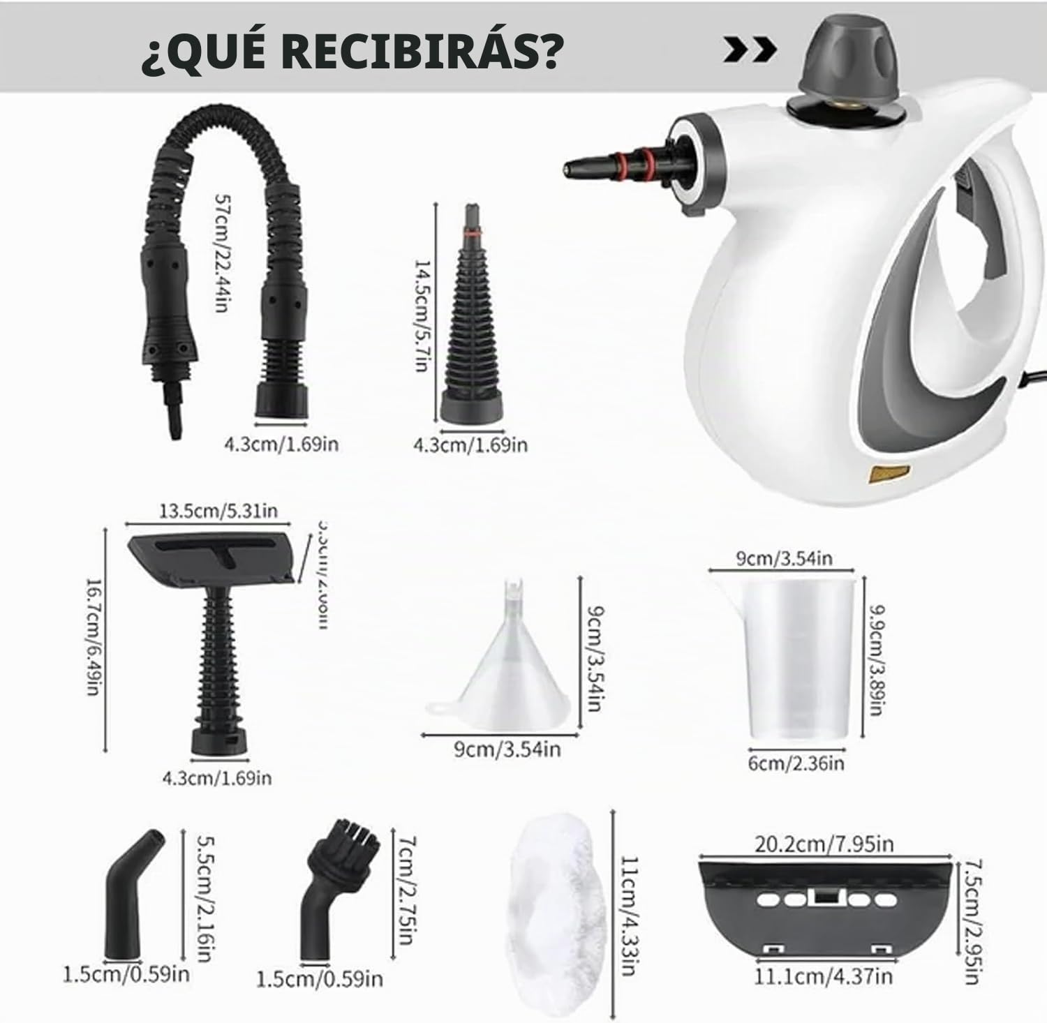 Vaporyx Limpiadora Profesional, Vaporix Pro - Limpiador Desinfectante a Vapor 10 en 1, Limpiador a Vapor de Mano a Presión, Presión de 3,2 Bares con 12 Accesorios para el Hogar (Blanco)