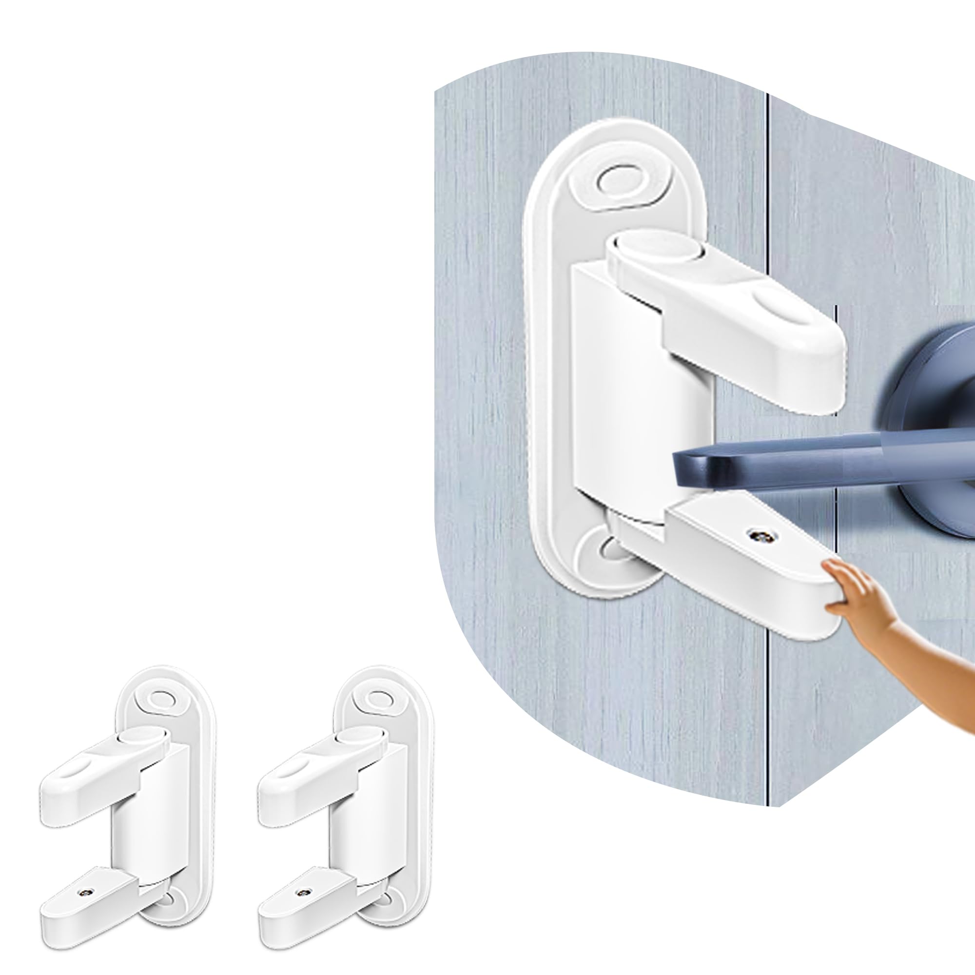 MCOTOP Door Lever Lock (2 Pack) Child Proof Doors Handles, Prevents Toddlers and Pets from Opening Doors, Childproof Door Lever Lock, Child Safety