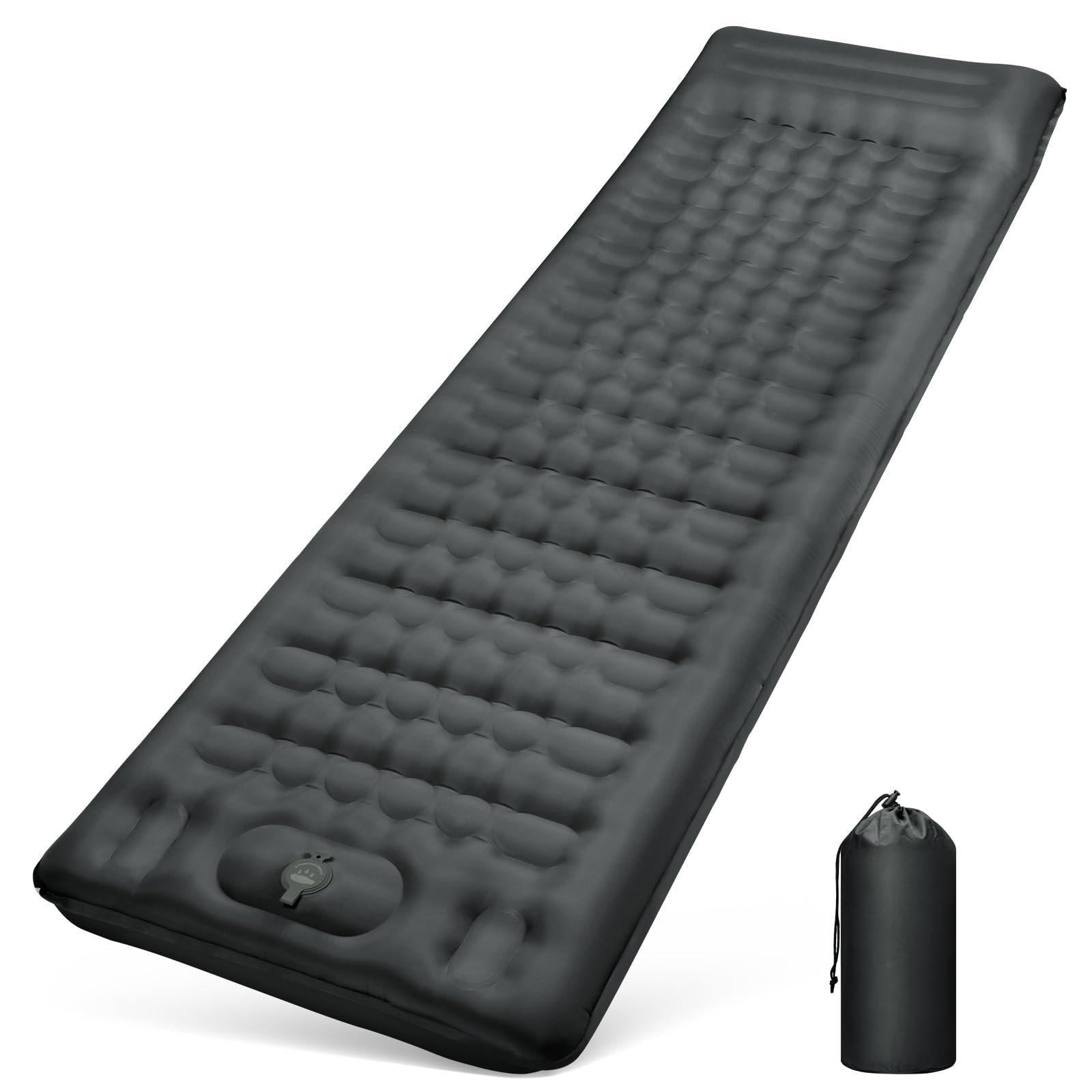 WARMTUYO Isomatte Camping, 12CM Verdicktes Aufblasbare Matratze Kleines Packmaß, Wasserdicht Luftmatratze Outdoor mit Fußpressepumpe, Anti-Ripstop Schlafmatte für Wandern und Strand