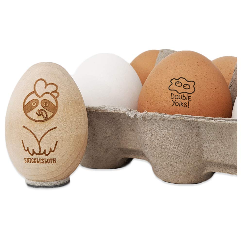 Double Yolks Fried Egg Chicken Egg Rubber Stamp - 3/4 Inch Small