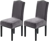 Vista 21 de H.VERSAILTEX Juego de 4 fundas elásticas para sillas de comedor, fundas protectoras para sillas Parson, tela de terciopelo sólido suave y gruesa