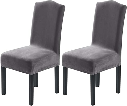 Miniatura 21 de H.VERSAILTEX Juego de 4 fundas elásticas para sillas de comedor, fundas protectoras para sillas Parson, tela de terciopelo sólido suave y gruesa