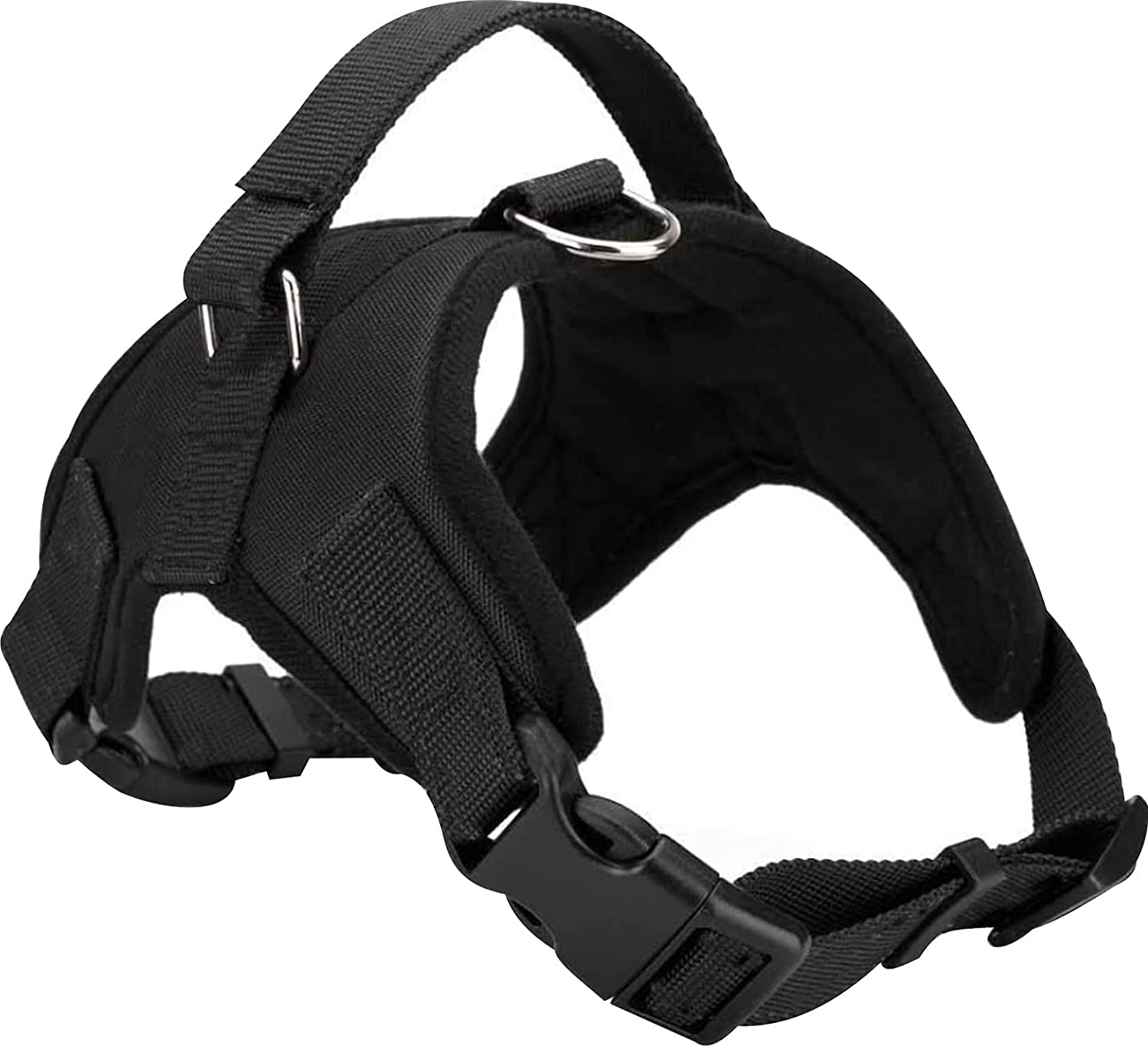 Dog Trust Soft and Durable K9 Police Dog Harness Vest with Black Rope Leash and Loop Straps and Handle and Adjustable (Black)