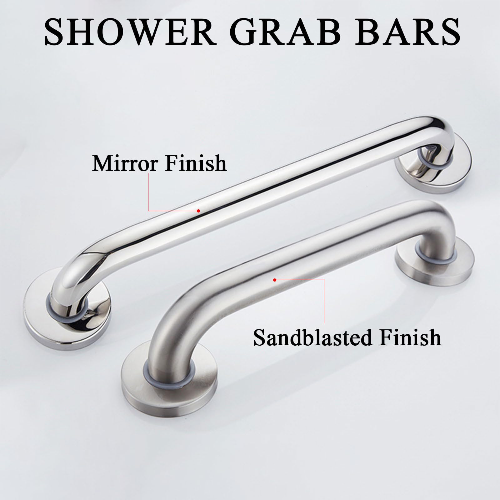 Barras de agarre de ducha, pasamanos de acero inoxidable para baño, soporta 500 libras, diseño de tornillo oculto para mayor seguridad, ideal para ancianos, discapacitados, asistencia de lesiones