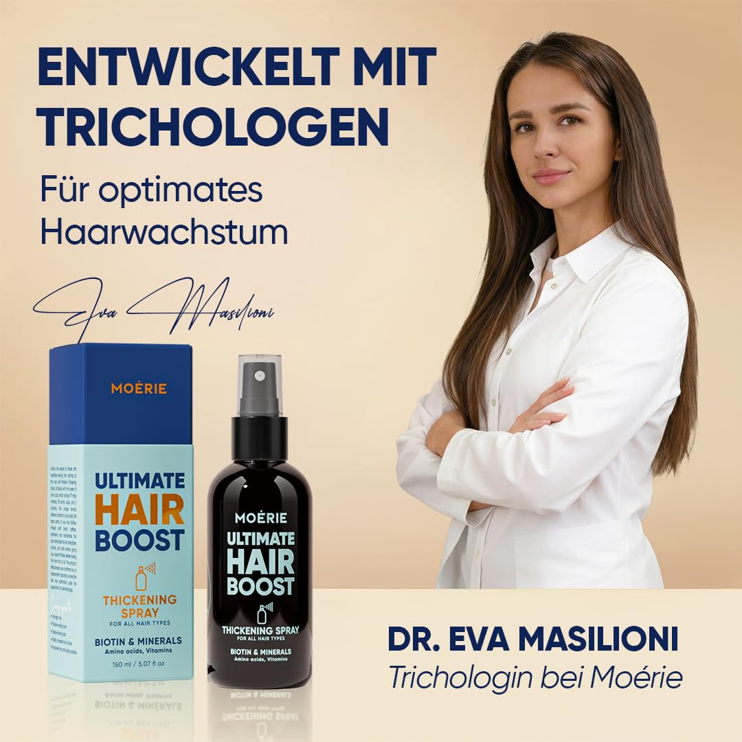 MOERIE Haarwachstum Serum Spray - natürlich Haarwachstum beschleunigen - Haarwuchsmittel Frauen & Männer - mit Mineralien, Caffein & Biotin Haare stärken - Haarvitamine gegen Haarausfall Frau