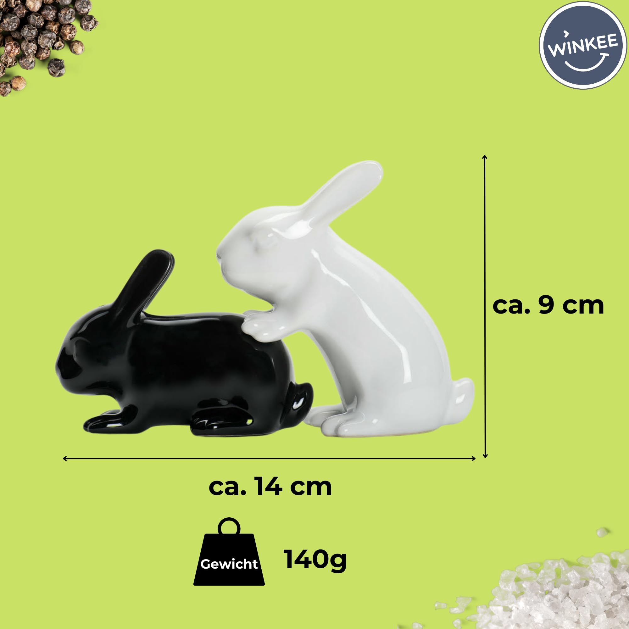 Salière Et Poivrière En Forme De Lapin - Céramique Mignonne - Décoration Cuisine Fun - Cadeau Original