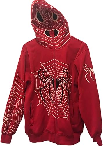 Miniatura 3 de Sudaderas con capucha Y2K de tela de araña para mujer, chaquetas punk, ropa de calle, gótica Harajuku, de gran tamaño, con gráfico vintage, con