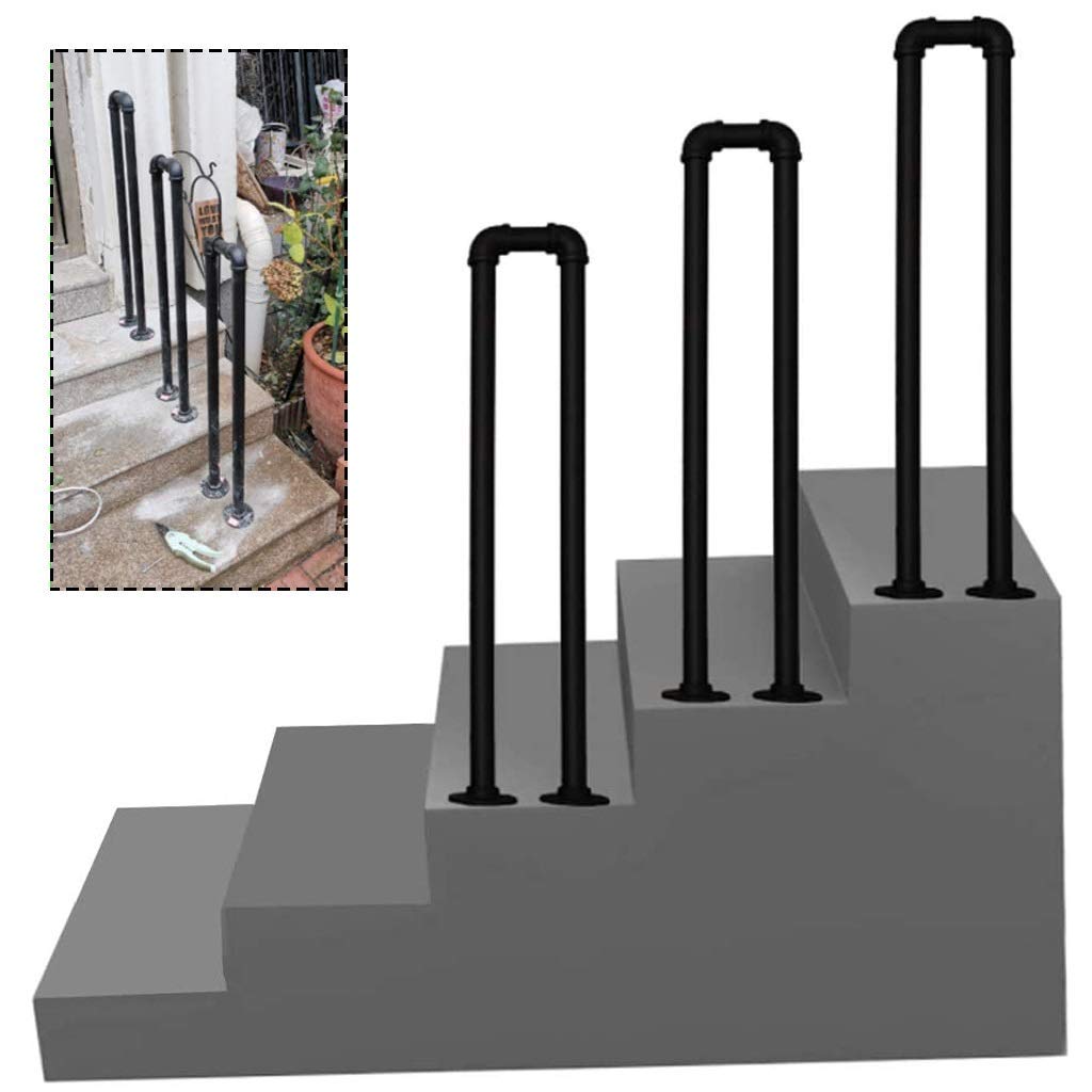 Rambarde d'escalier en fer forgé Safety Ils noire 55 cm avec kit complet pour l'extérieur