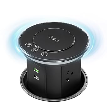 Pop Up Outlet for Countertop with 15W Wireless Charger & Mobile App Control