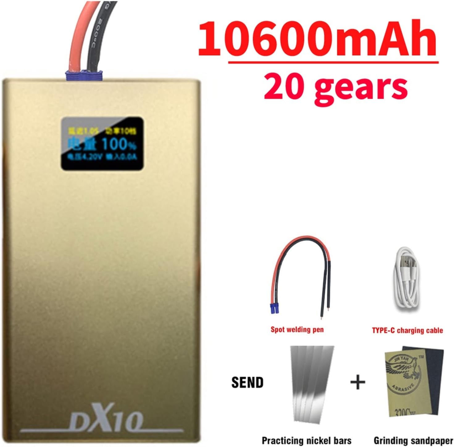 10600mAh Mini Spot Welding Machine For 18650 Battery Welder 20 Gears With Charge-pal OLED Display with High Efficiency
