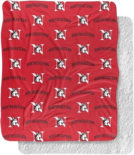 Northeastern University - Manta de 50 x 60 pulgadas, diseño de logotipo, tacto sedoso, manta de sherpa súper suave