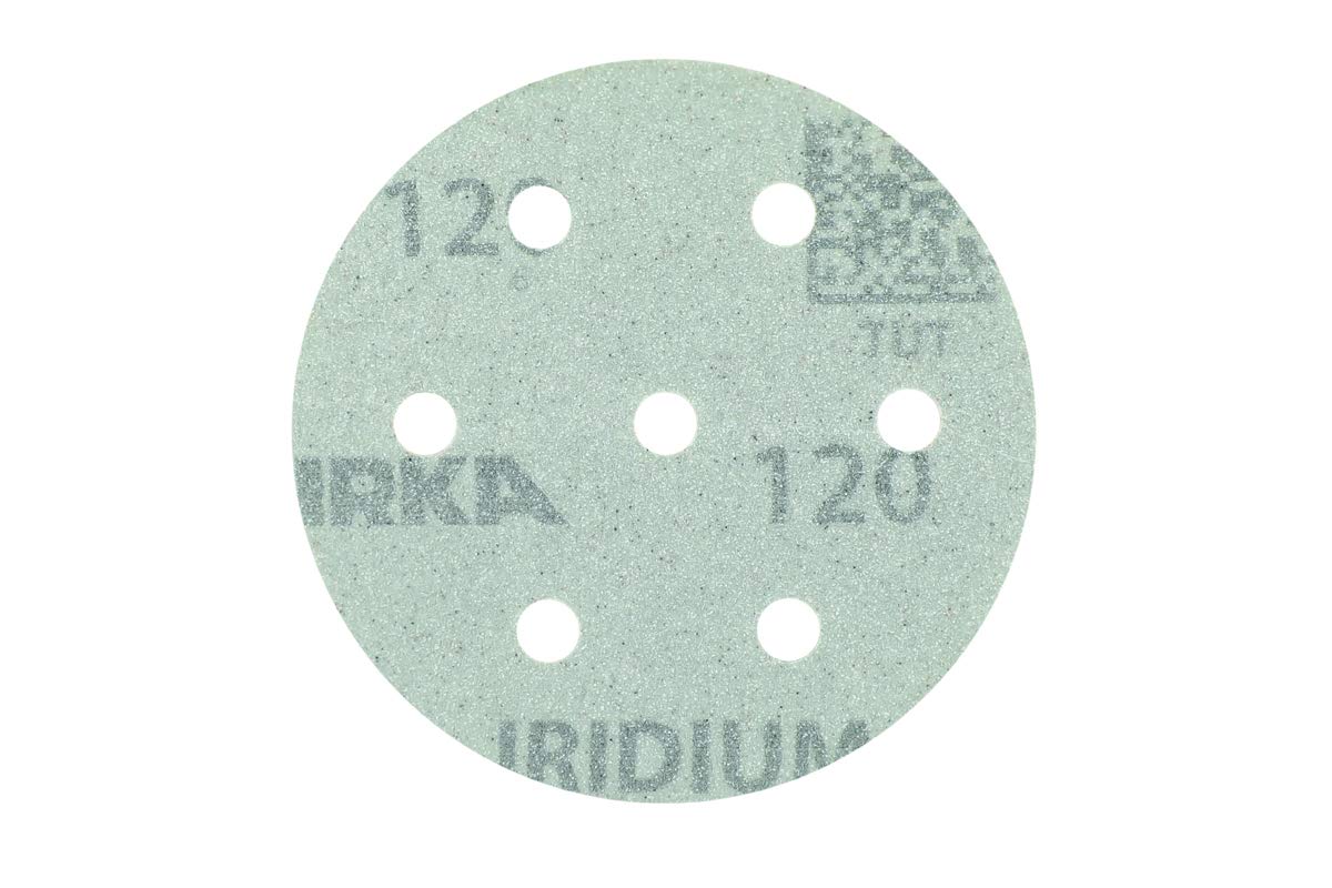 Mirka Iridium Premium-Schleifpapier diameter 90mm Hook & loop 7-Loch, Korn 150, 50 Stk/Zum Schleifen von Lack, Spachtel