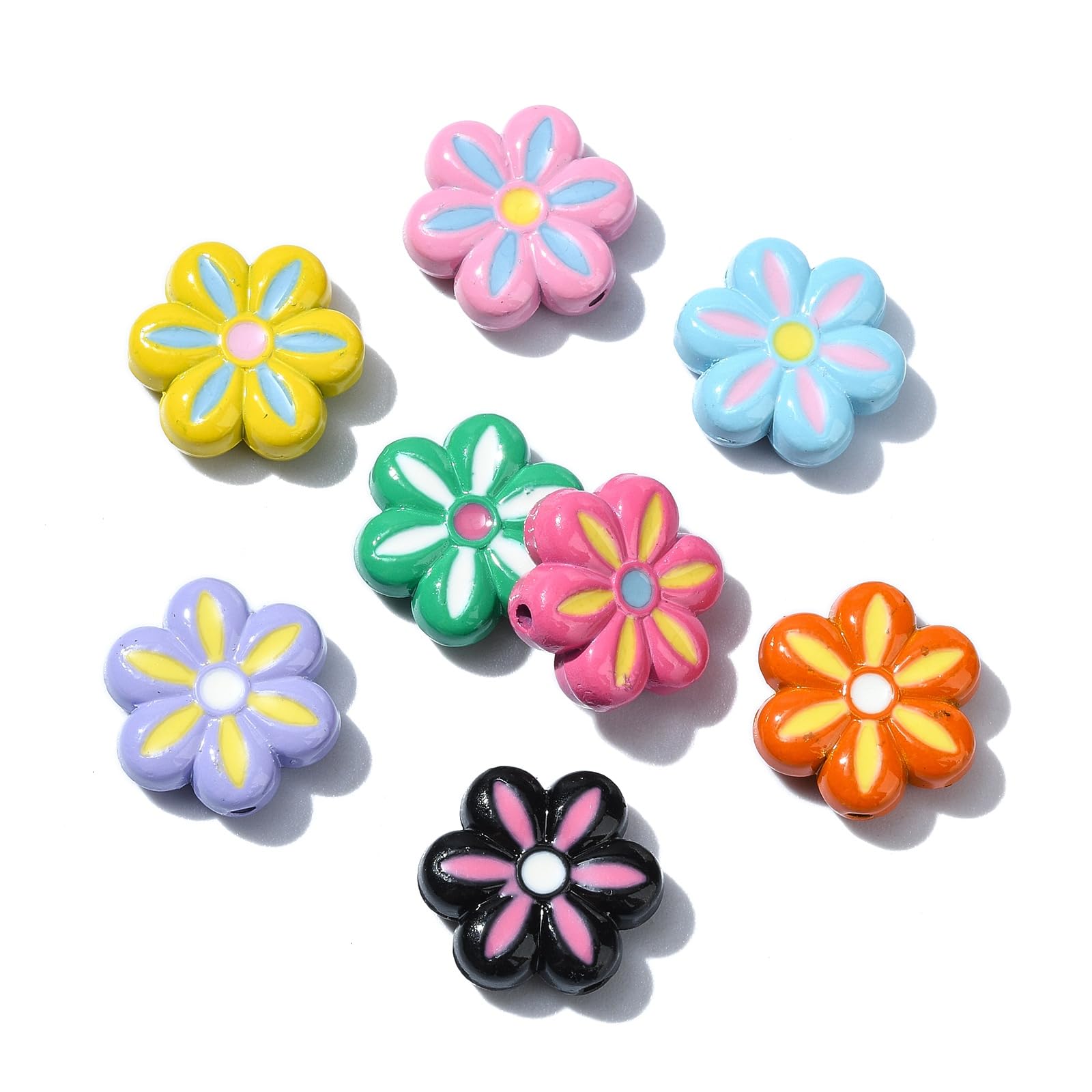 KitBeads 30pcs Enamel Daisy Beads for Jewellery Making Colorful 6-Patel Flower Beads Alloy Floral Spring Daisy Flower Beads for Bracelets Necklace Earrings Crafts Bulk