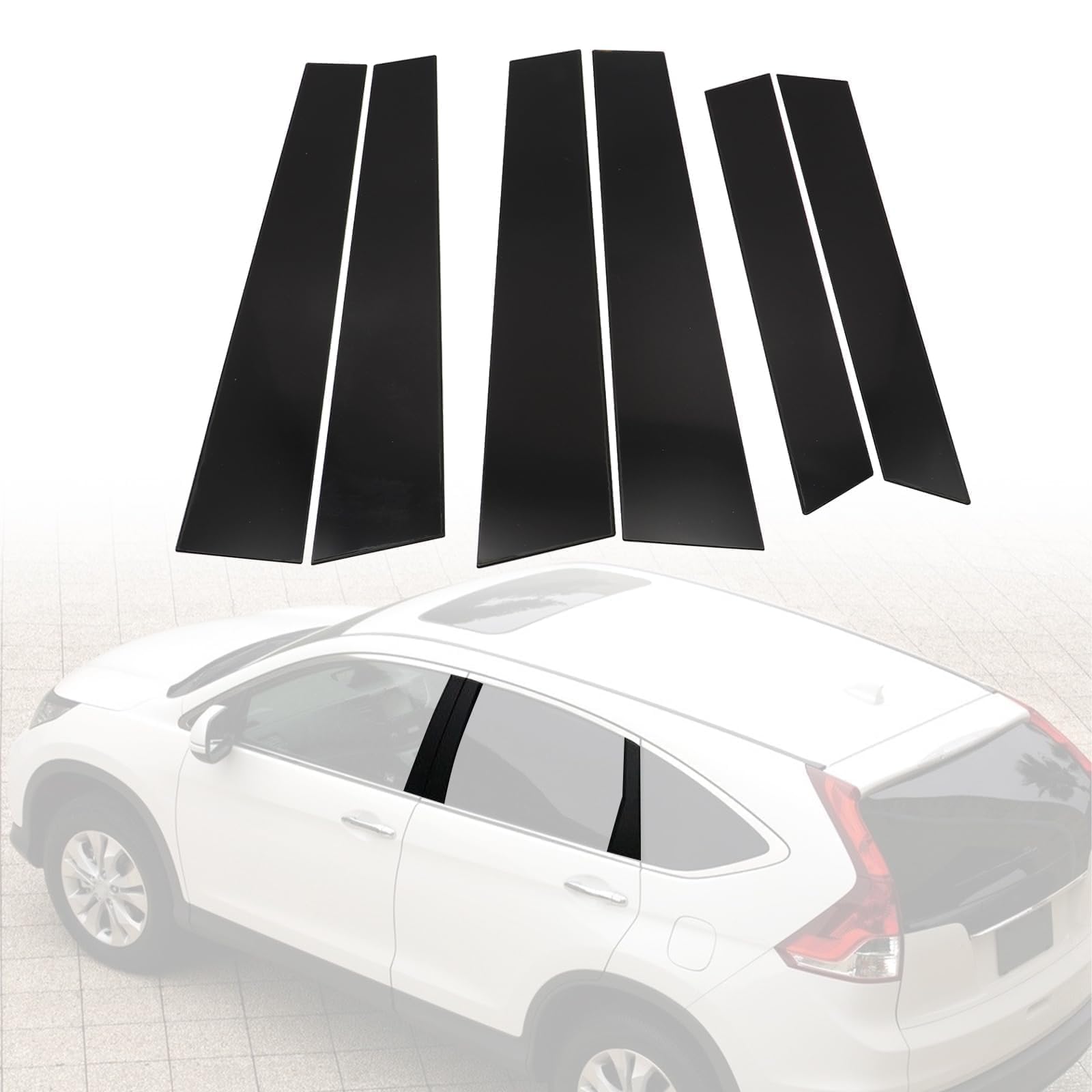 SecosAutoparts 6Pcs Exterior Window Pillar Posts Cover Trim Black, Compatible with Honda CRV 2007-2011, Door Side Window Pillar Molding